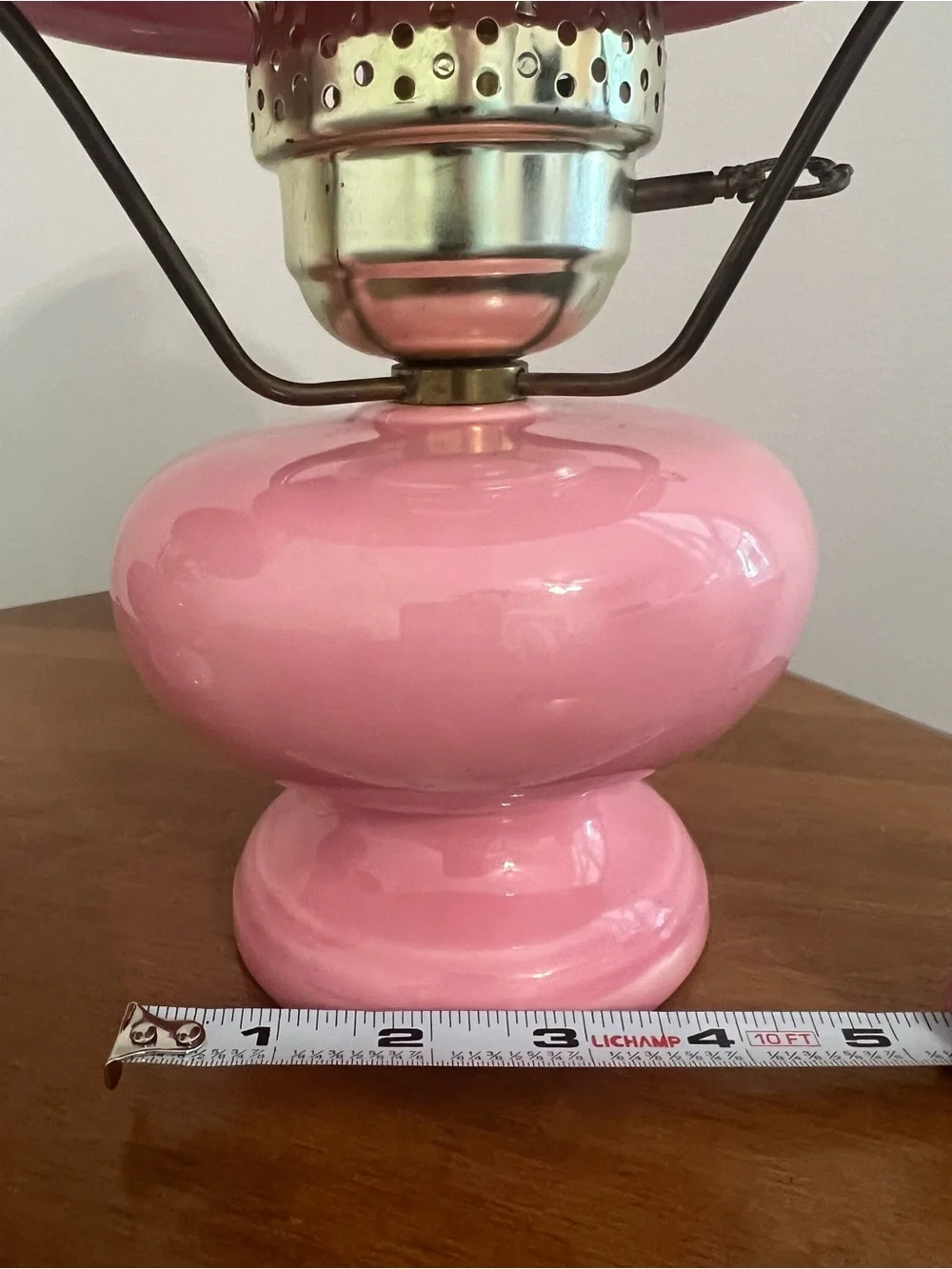 Vintage Pink Ceramic GWTW type 3-way Lamp with Floral Details-Electric-Pair